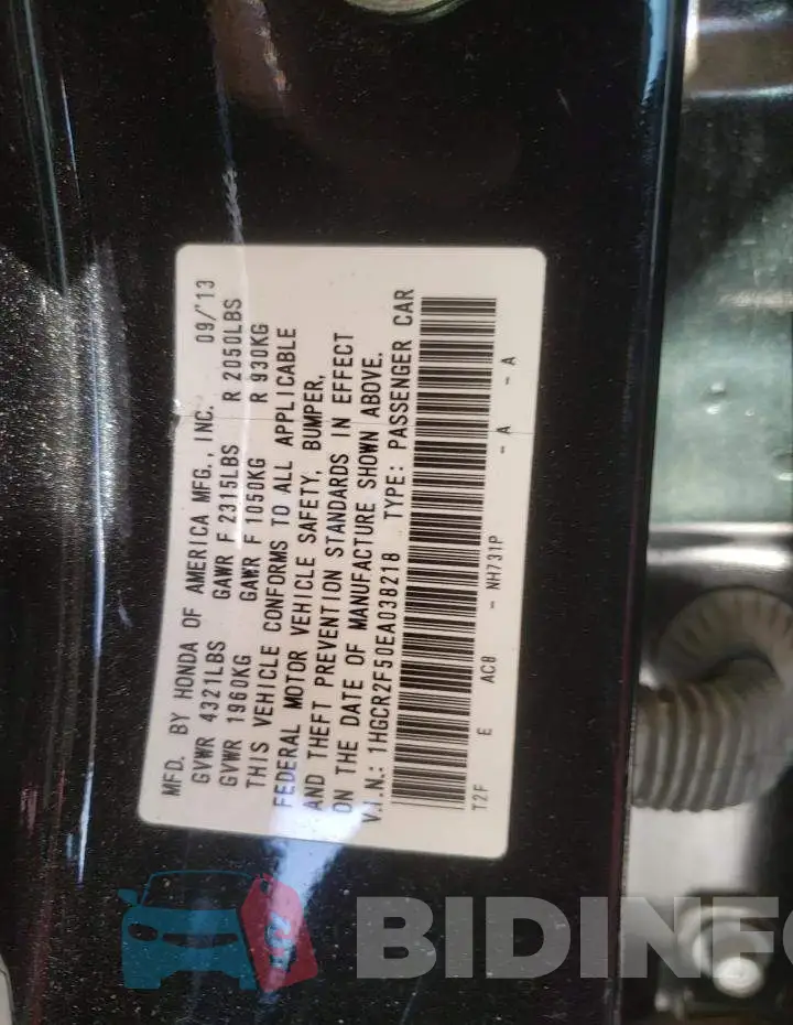 1HGCR2F50EA038218 Photo# 12