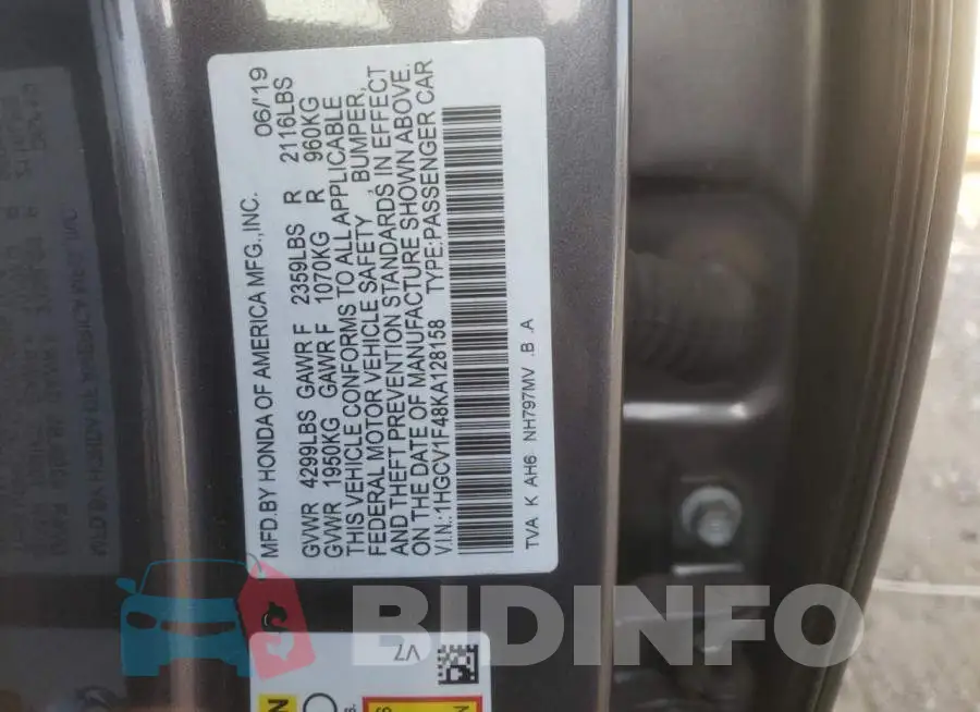 1HGCV1F48KA128158 Photo# 12