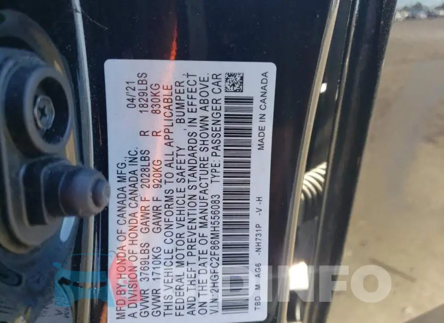 2HGFC2F86MH556083 Photo# 12