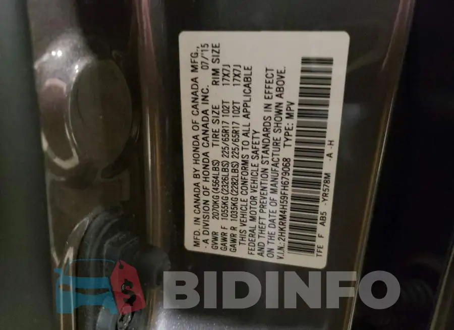 2HKRM4H59FH679068 Photo# 13