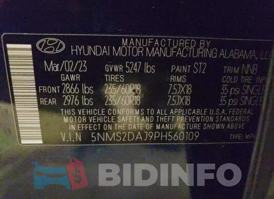 5NMS2DAJ9PH560109 Photo# 13