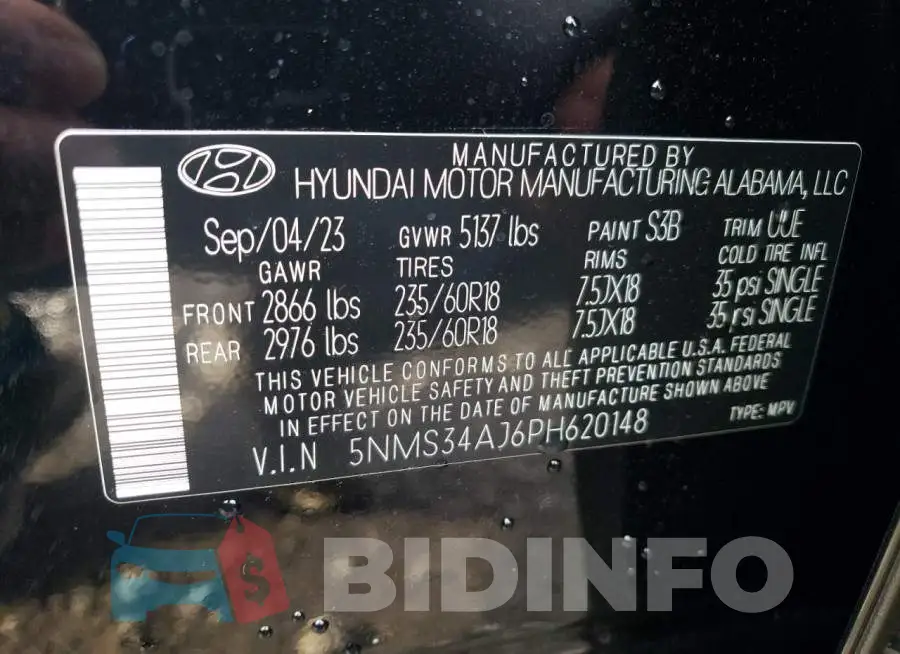 5NMS34AJ6PH620148 Photo# 12
