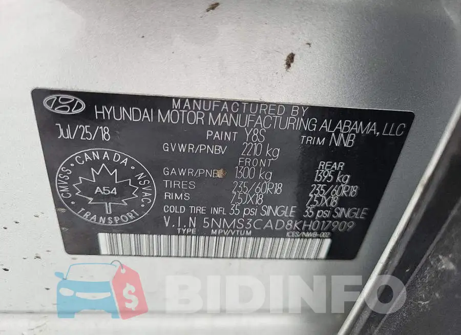 5NMS3CAD8KH017909 Photo# 13