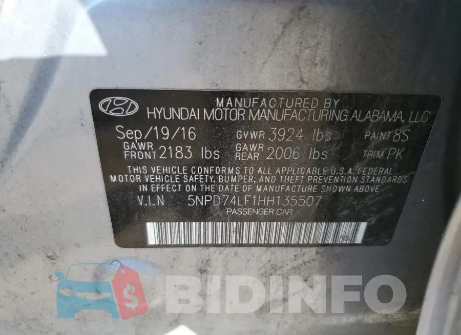 5NPD74LF1HH135507 Photo# 12