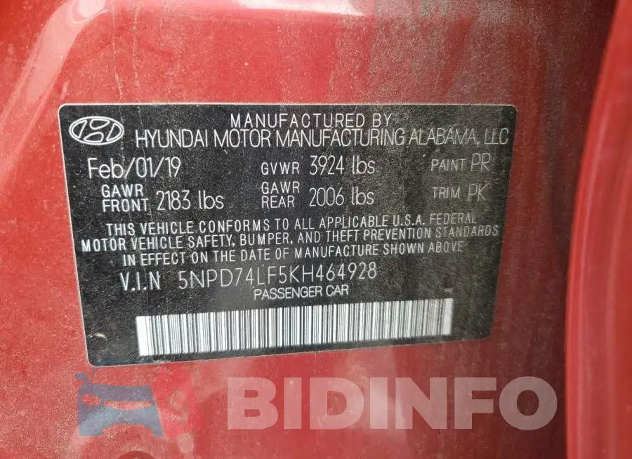 5NPD74LF5KH464928 Photo# 12
