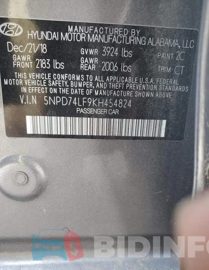 5NPD74LF9KH454824 Photo# 12