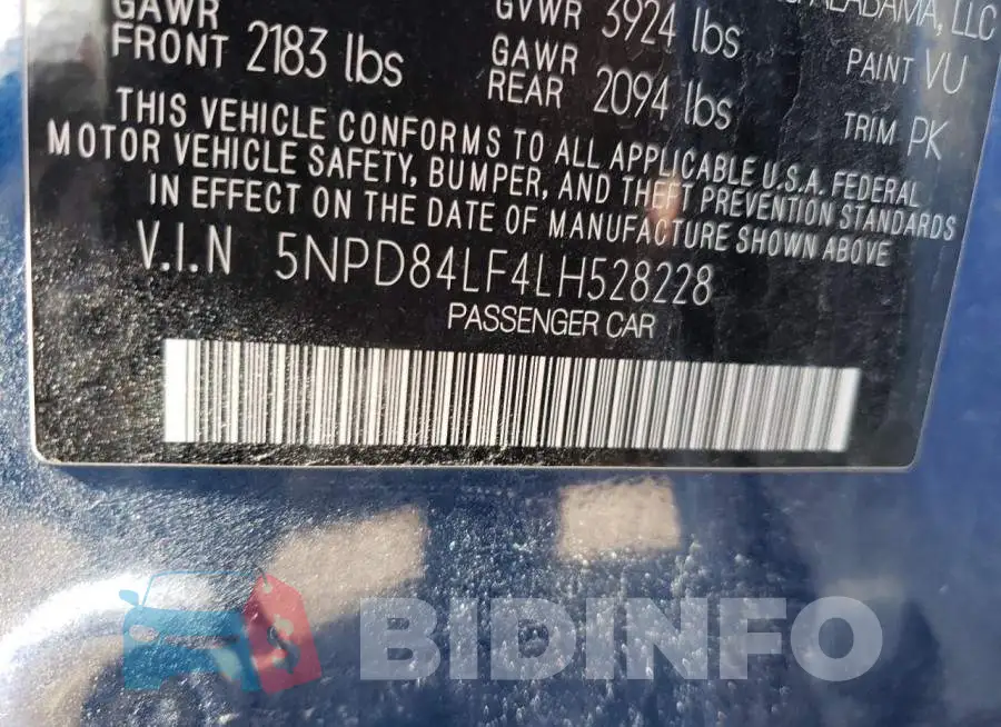 5NPD84LF4LH528228 Photo# 12