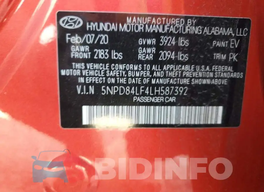 5NPD84LF4LH587392 Photo# 13