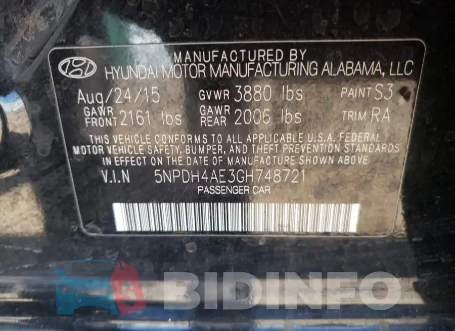 5NPDH4AE3GH748721 Photo# 12