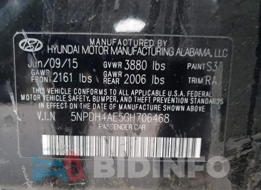 5NPDH4AE5GH706468 Photo# 12