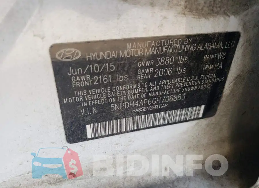 5NPDH4AE6GH706883 Photo# 12