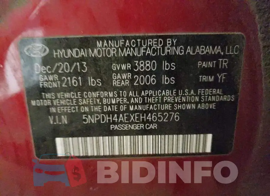 5NPDH4AEXEH465276 Photo# 12