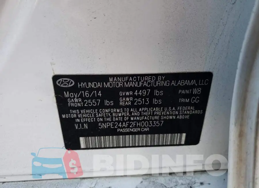 5NPE24AF2FH003357 Photo# 12