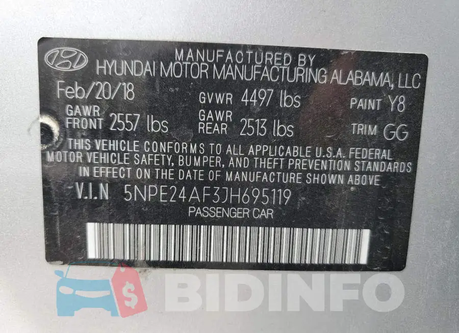 5NPE24AF3JH695119 Photo# 12