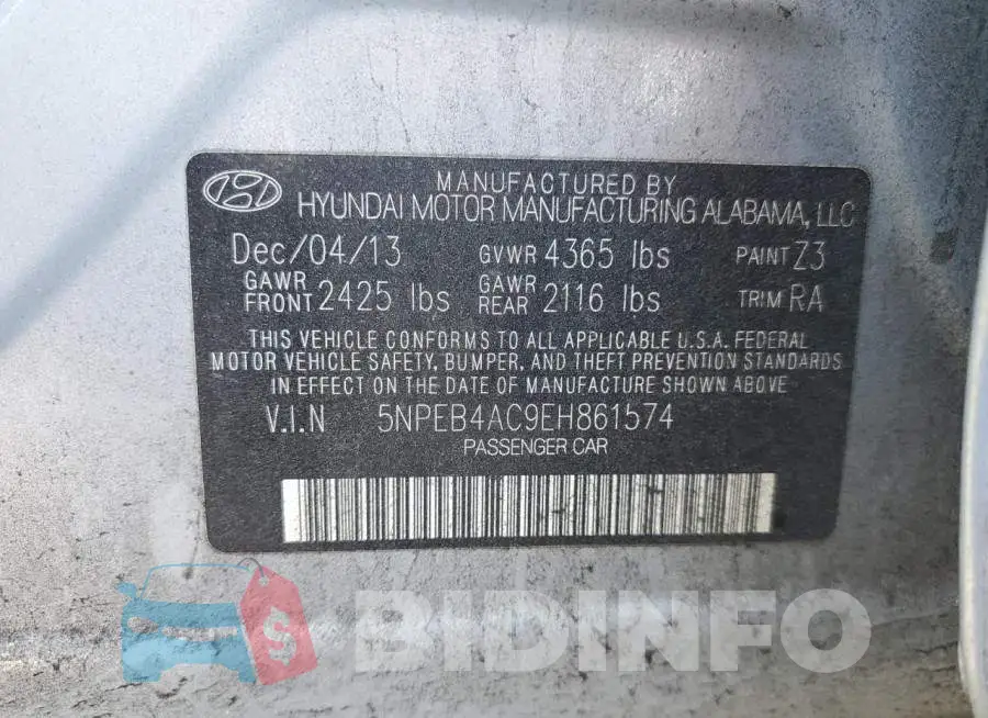 5NPEB4AC9EH861574 Photo# 12