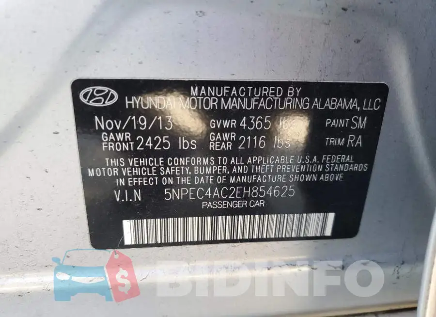5NPEC4AC2EH854625 Photo# 12