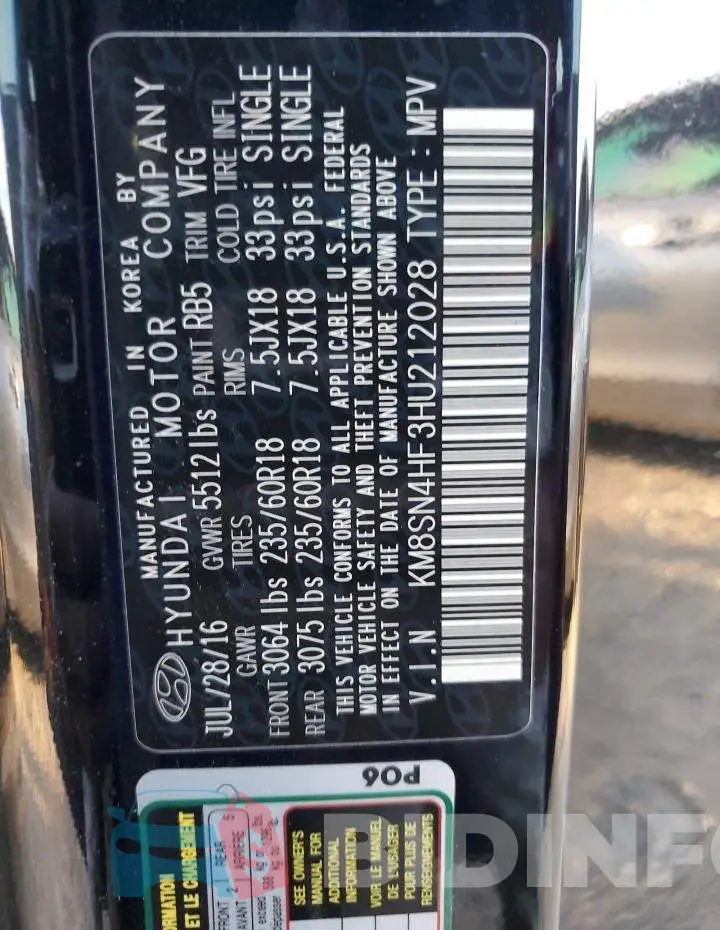 KM8SN4HF3HU212028 Photo# 12