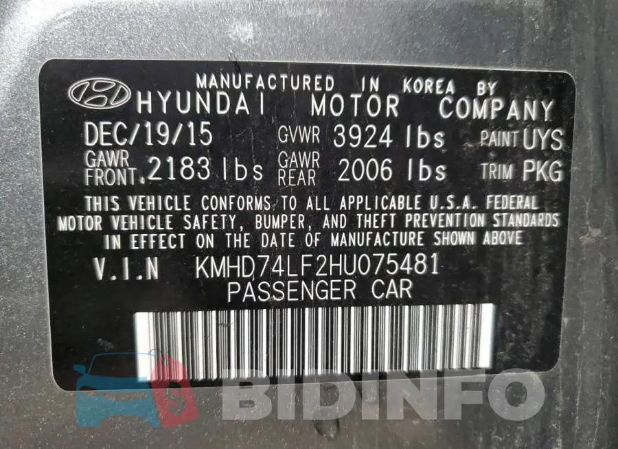 KMHD74LF2HU075481 Photo# 12