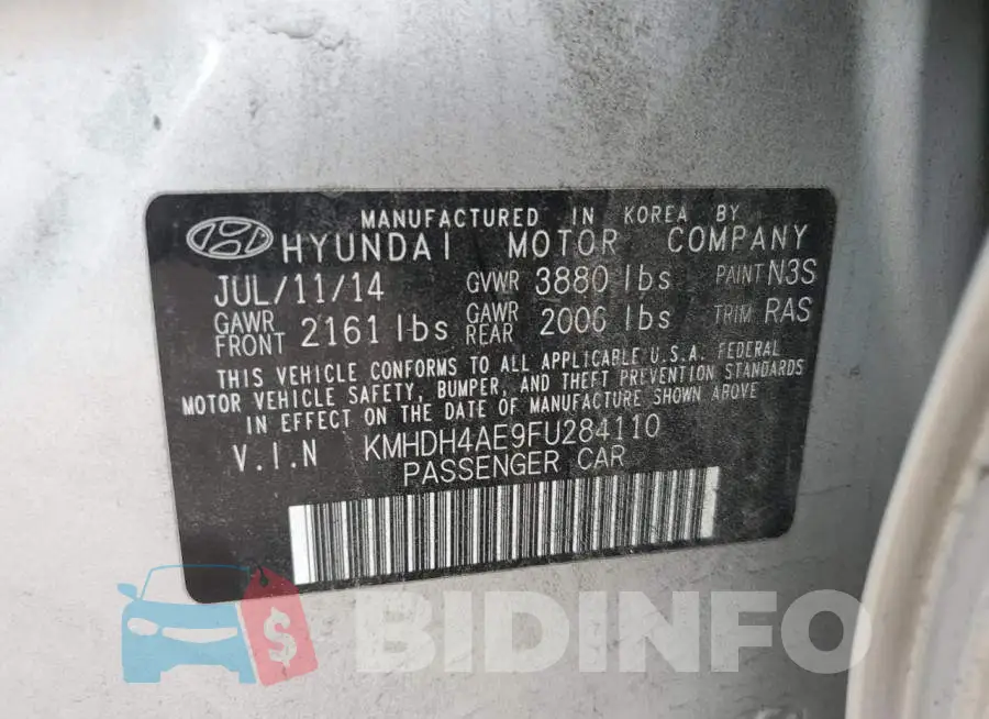 KMHDH4AE9FU284110 Photo# 12