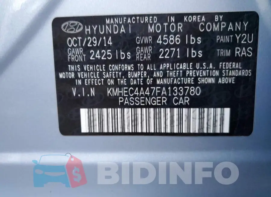 KMHEC4A47FA133780 Photo# 12