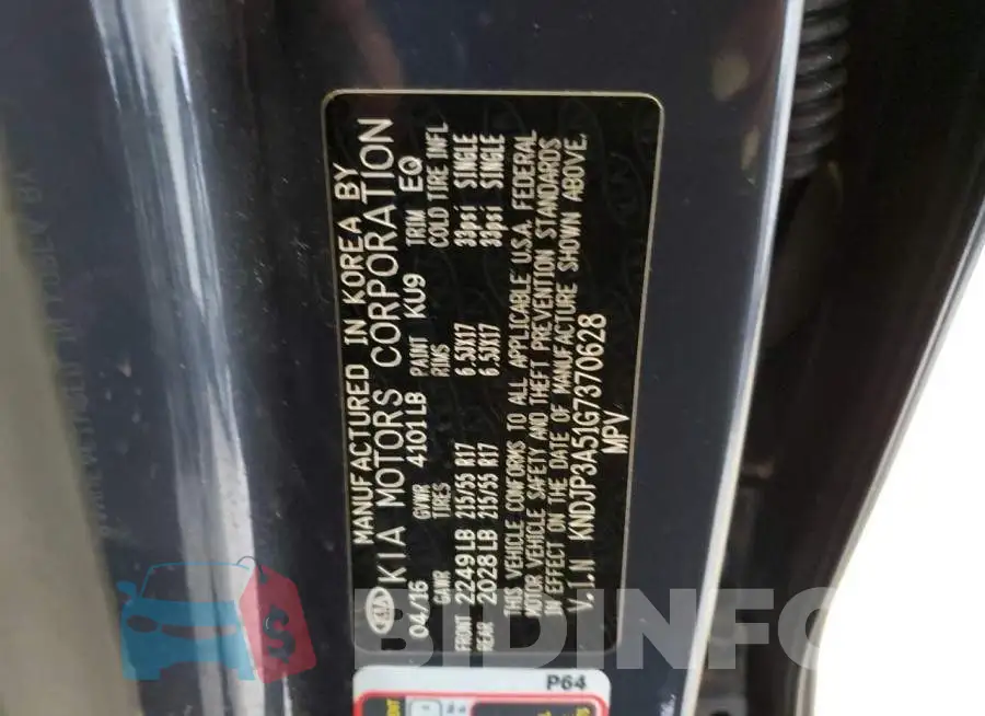KNDJP3A51G7370628 Photo# 13
