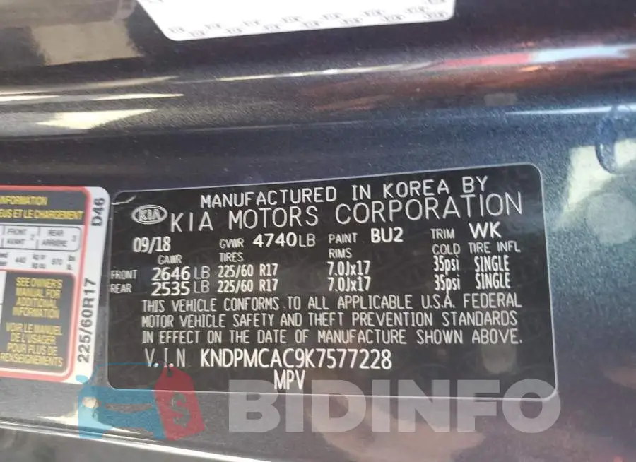 KNDPMCAC9K7577228 Photo# 12