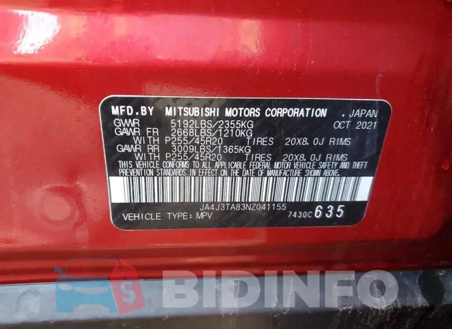 JA4J3TA83NZ041155 Photo# 13