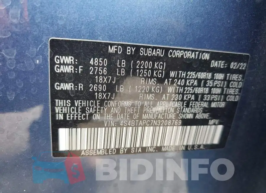 4S4BTAPC7N3208769 Photo# 13
