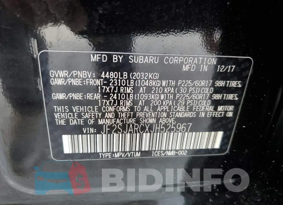 JF2SJARCXJH525967 Photo# 14