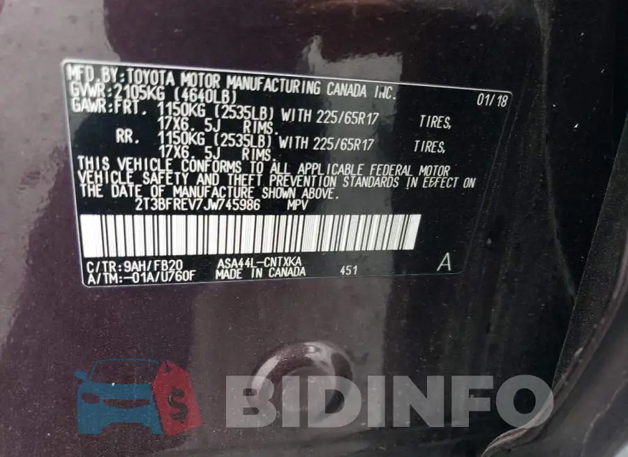 2T3BFREV7JW745986 Photo# 12