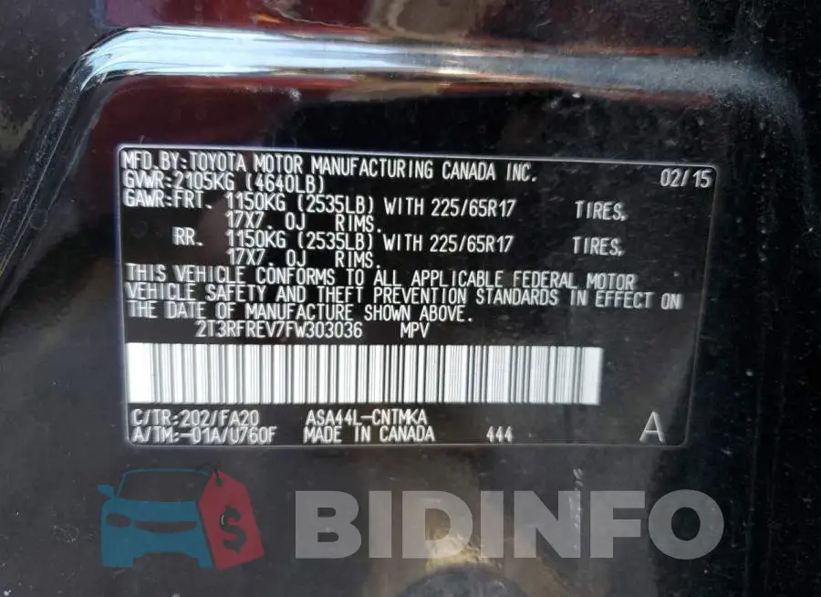2T3RFREV7FW303036 Photo# 13