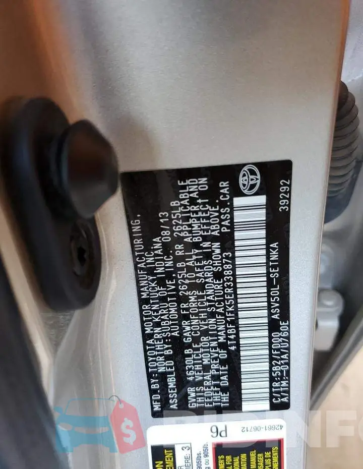 4T4BF1FK5ER338873 Photo# 12