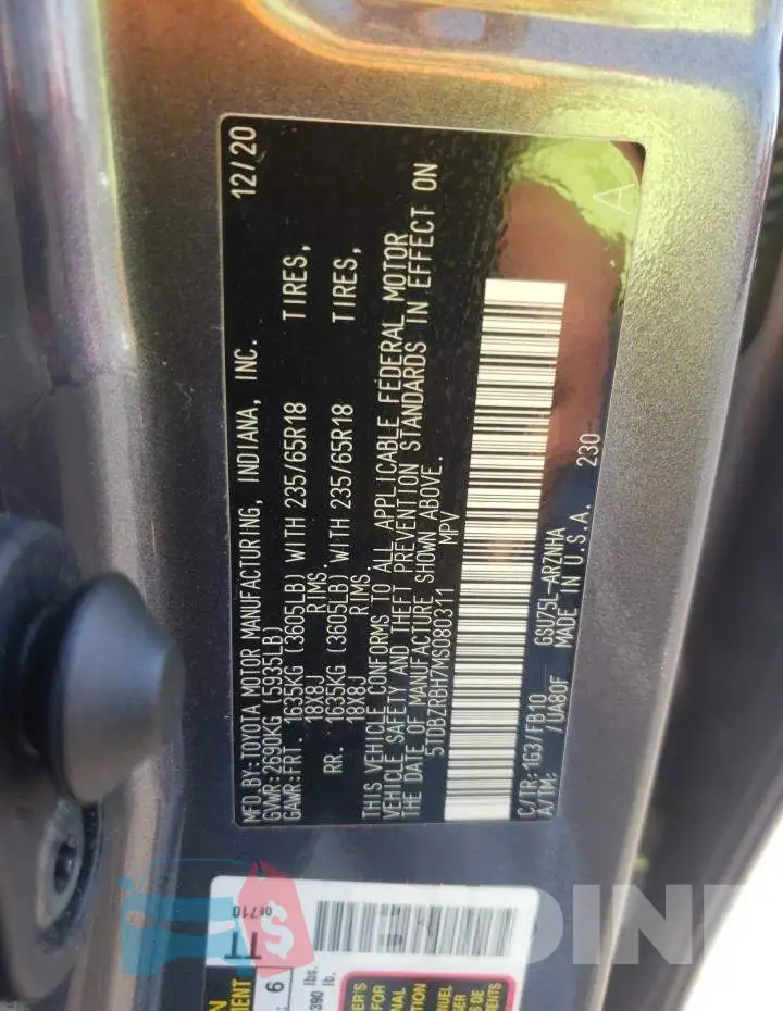 5TDBZRBH7MS080311 Photo# 13