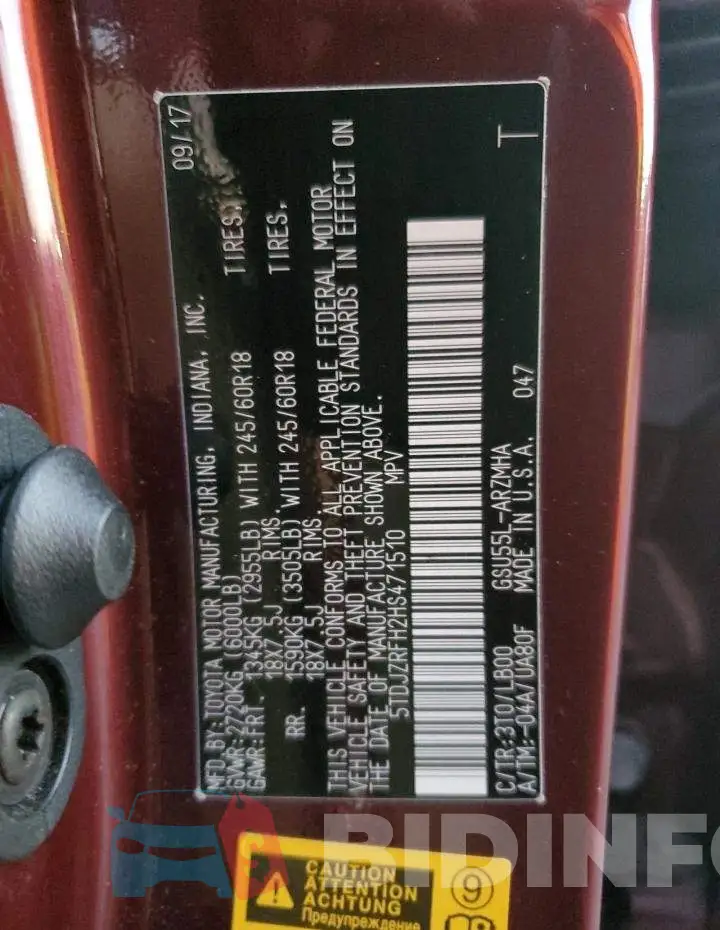 5TDJZRFH2HS471510 Photo# 12