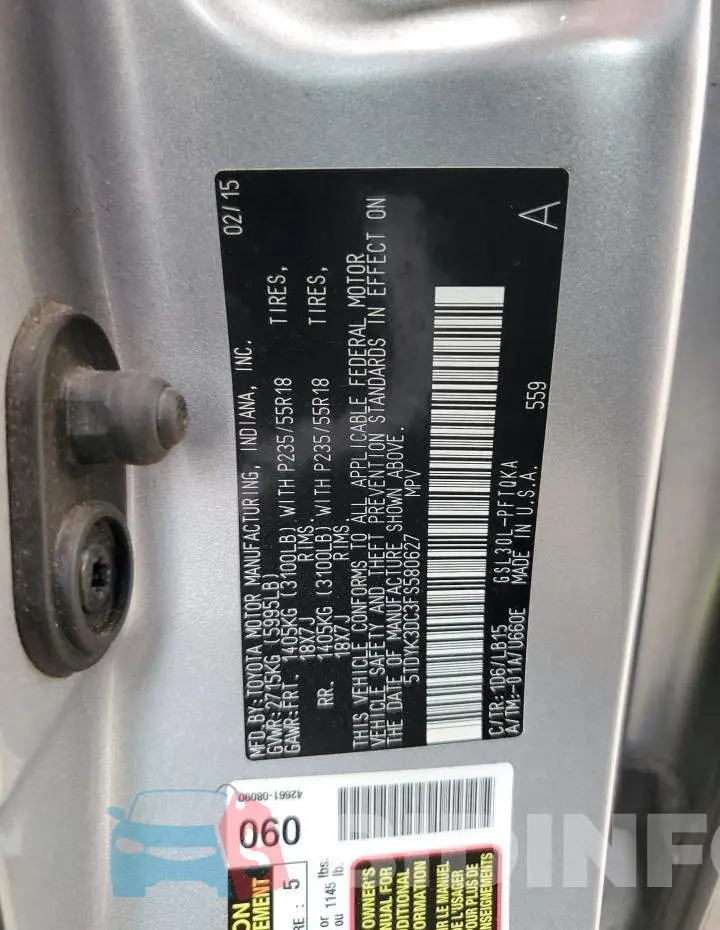 5TDYK3DC3FS580627 Photo# 13