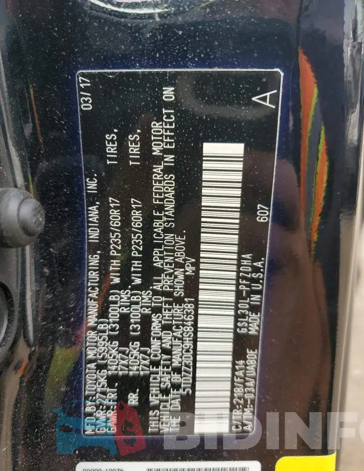5TDZZ3DC9HS846381 Photo# 14