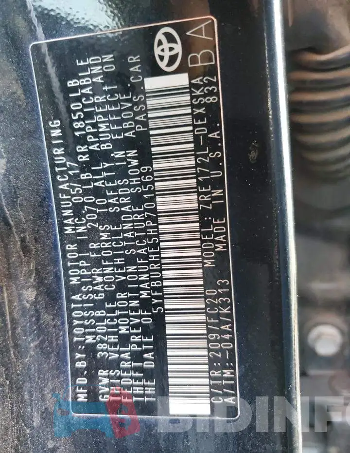 5YFBURHE5HP701569 Photo# 12
