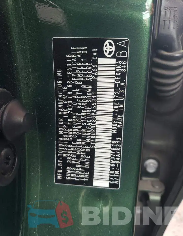 5YFBURHE8GP455311 Photo# 13