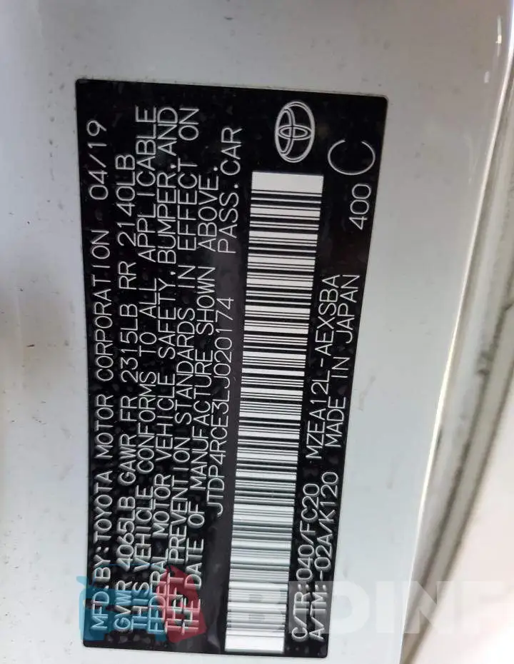 JTDP4RCE3LJ020174 Photo# 12