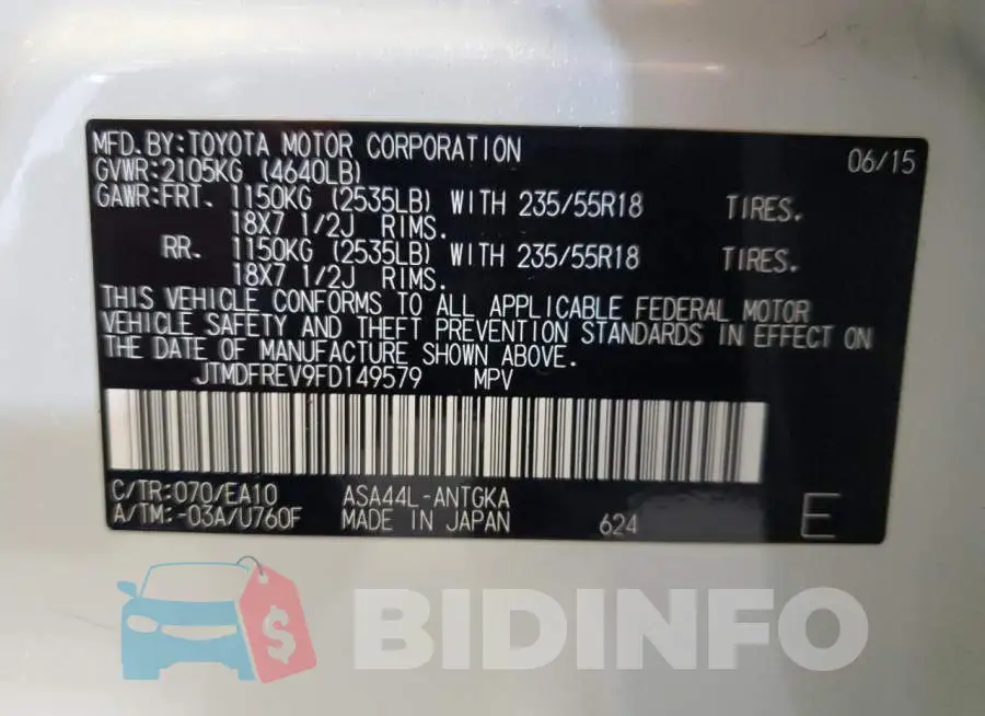 JTMDFREV9FD149579 Photo# 13