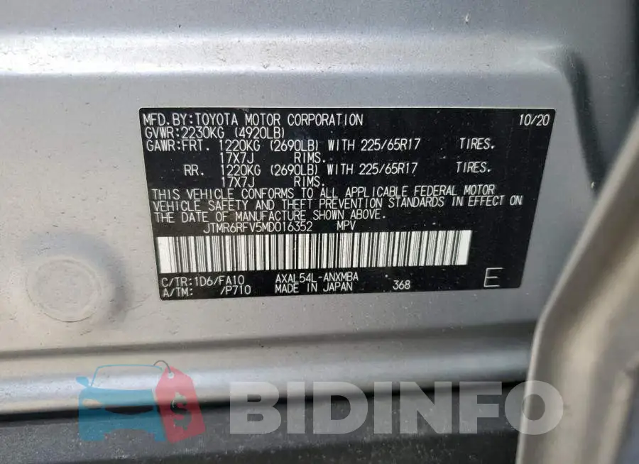 JTMR6RFV5MD016352 Photo# 13