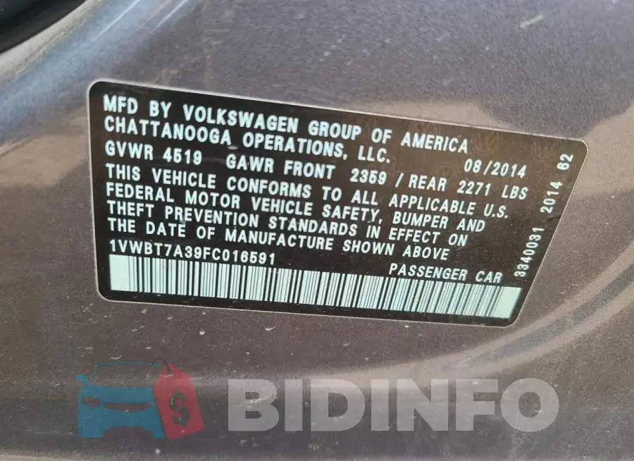 1VWBT7A39FC016591 Photo# 12