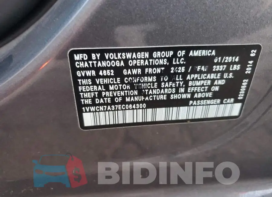 1VWCN7A37EC064300 Photo# 12