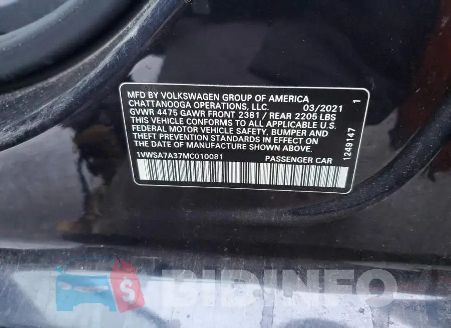 1VWSA7A37MC010081 Photo# 12