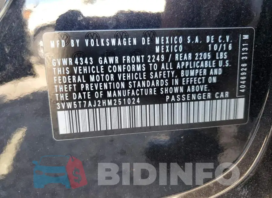 3VW5T7AJ2HM251024 Photo# 12