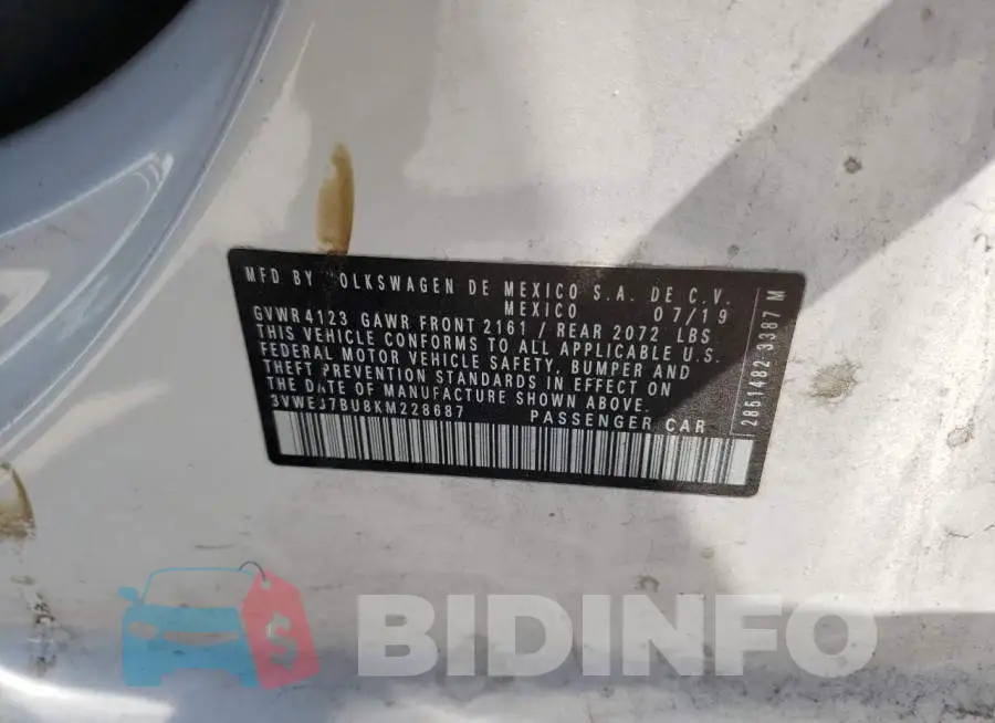 3VWEB7BU8KM228687 Photo# 12