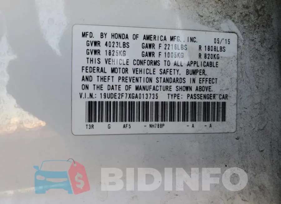 19UDE2F7XGA013735 Photo# 13