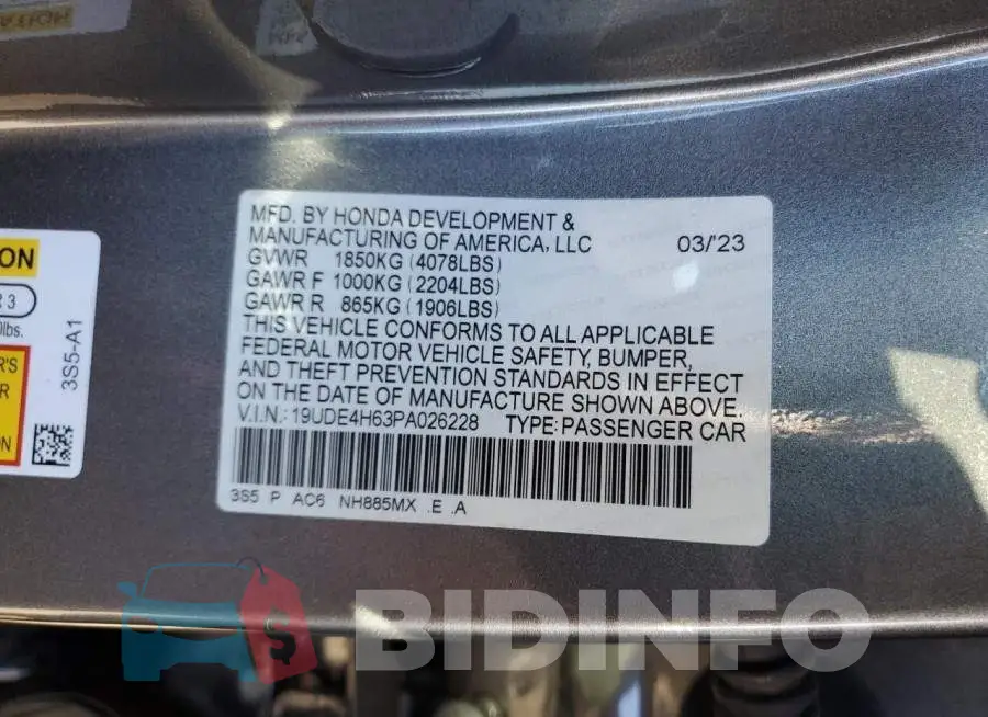 19UDE4H63PA026228 Photo# 13