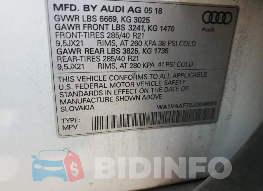 WA1VAAF72JD046933 Photo# 14