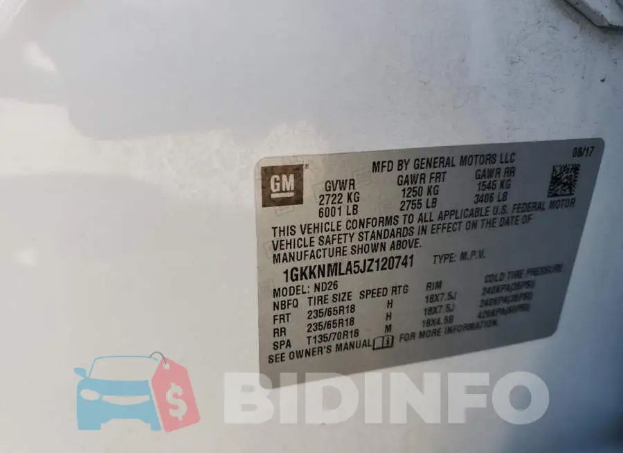 1GKKNMLA5JZ120741 Photo# 12